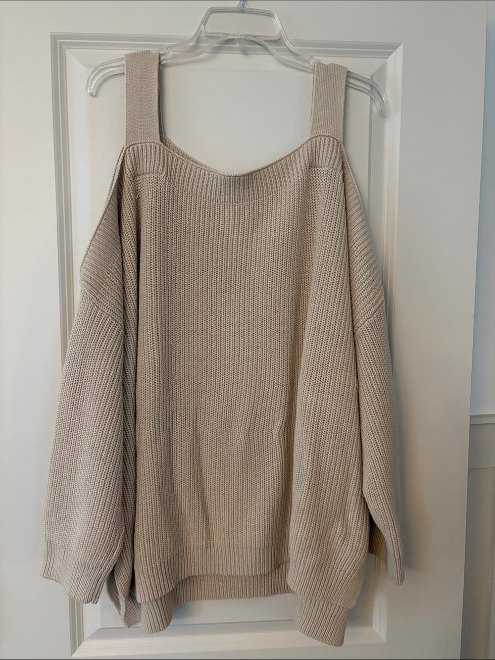 Style & Co. Beige Off-Shoulder Knit Sweater